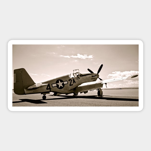 Tuskegee P-51 Mustang Vintage Fighter Plane Sticker by Scubagirlamy